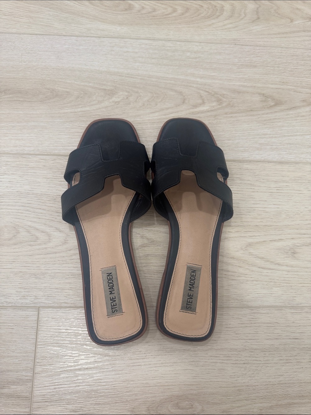 Steve Madden Black Slip-On Cutout Slide Sandals
